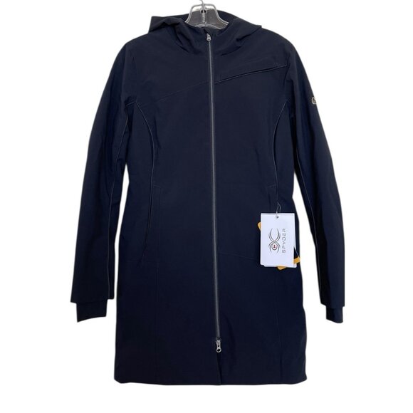 Spyder Parka Jacket Womens Size Small Black Hooded Full Zip Long Coat - Picture 1 of 10